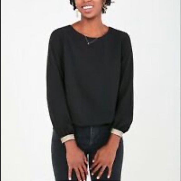 Stella & Dot Black Drape Top with Gold Cuffs. Size Small. - Picture 1 of 11